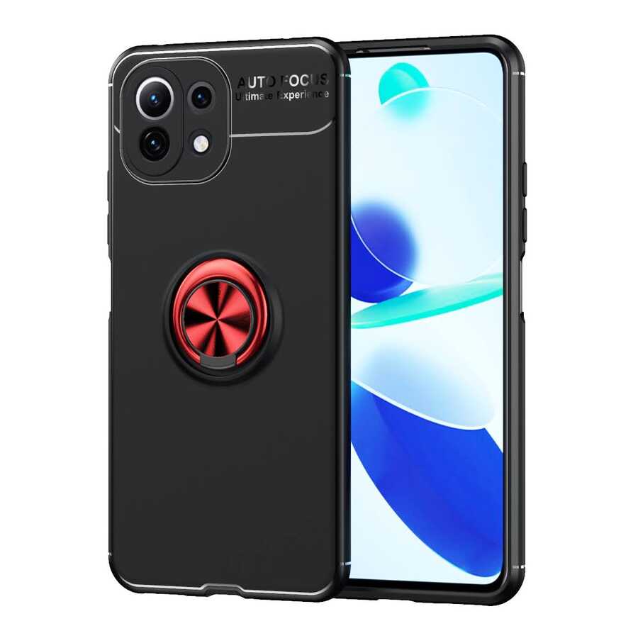 Xiaomi Mi 11 Lite Kılıf NXXA Ravel Silikon Kapak-Siyah-Kırmızı
