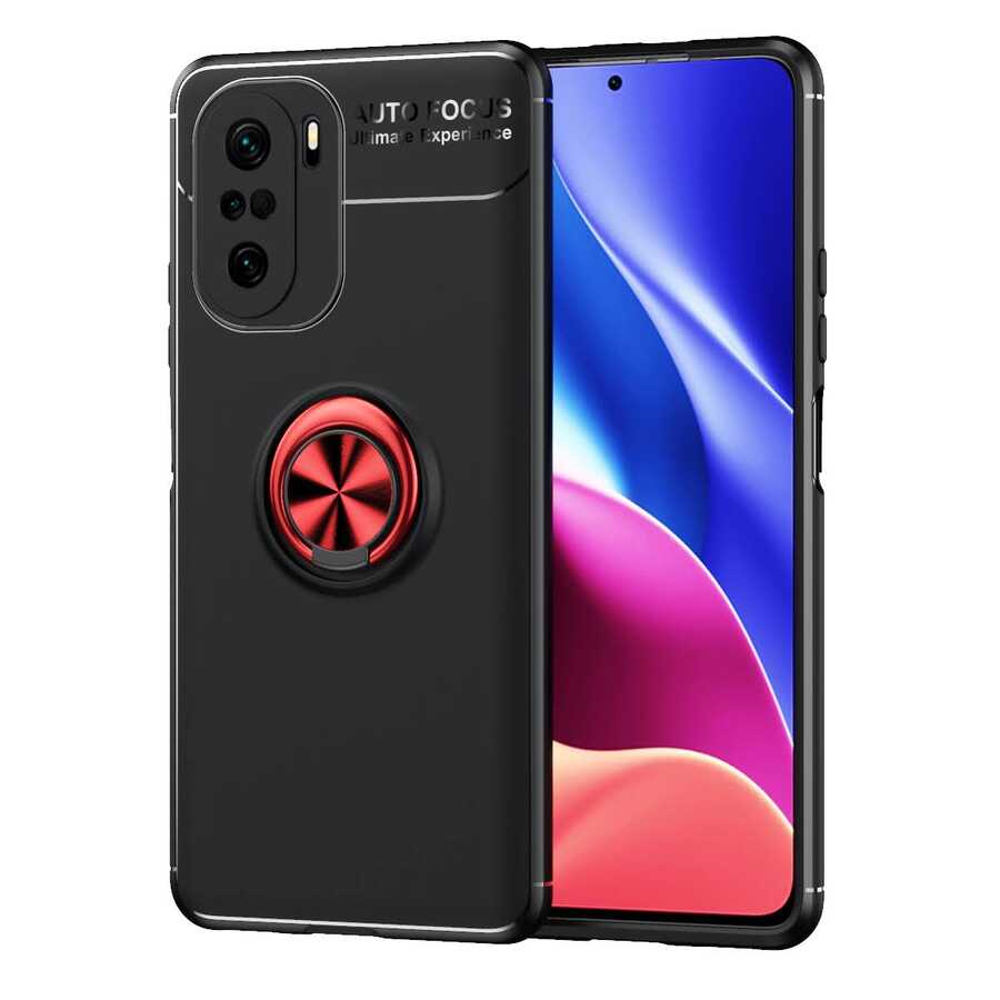 Xiaomi Redmi K40 Kılıf NXXA Ravel Silikon Kapak-Siyah-Kırmızı
