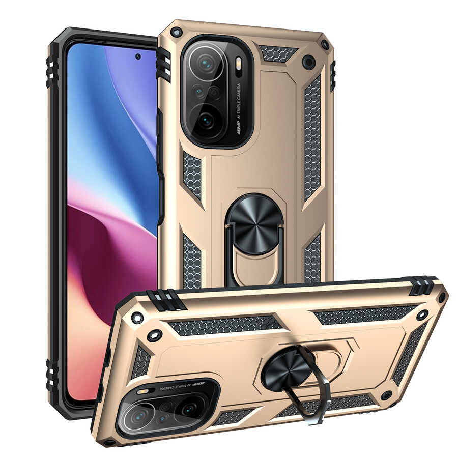Xiaomi Redmi K40 Kılıf NXXA Vega Kapak-Gold