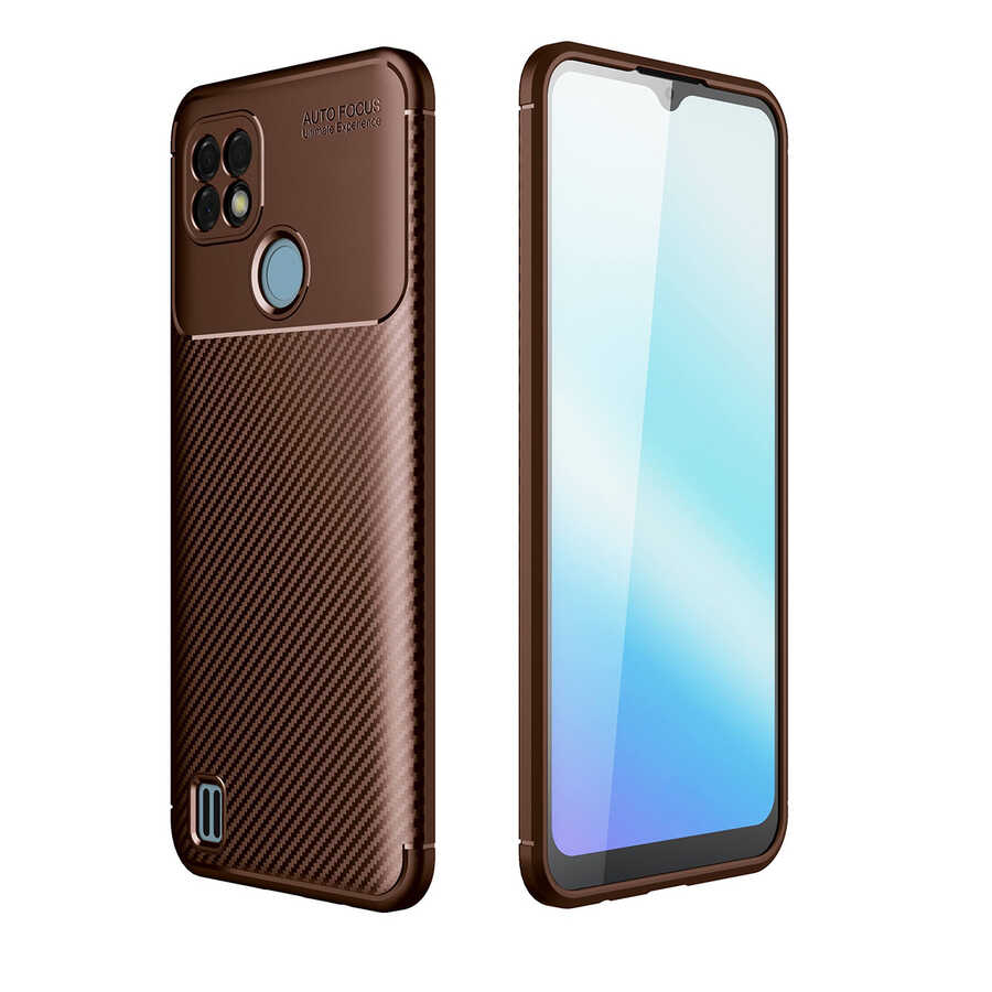 Realme C21 Kılıf NXXA Negro Silikon Kapak-Kahverengi