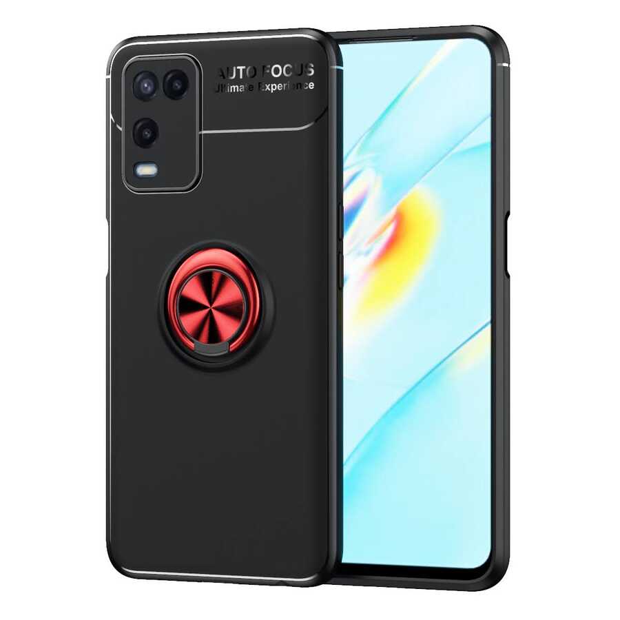Oppo A54 4G Kılıf NXXA Ravel Silikon Kapak-Siyah-Kırmızı