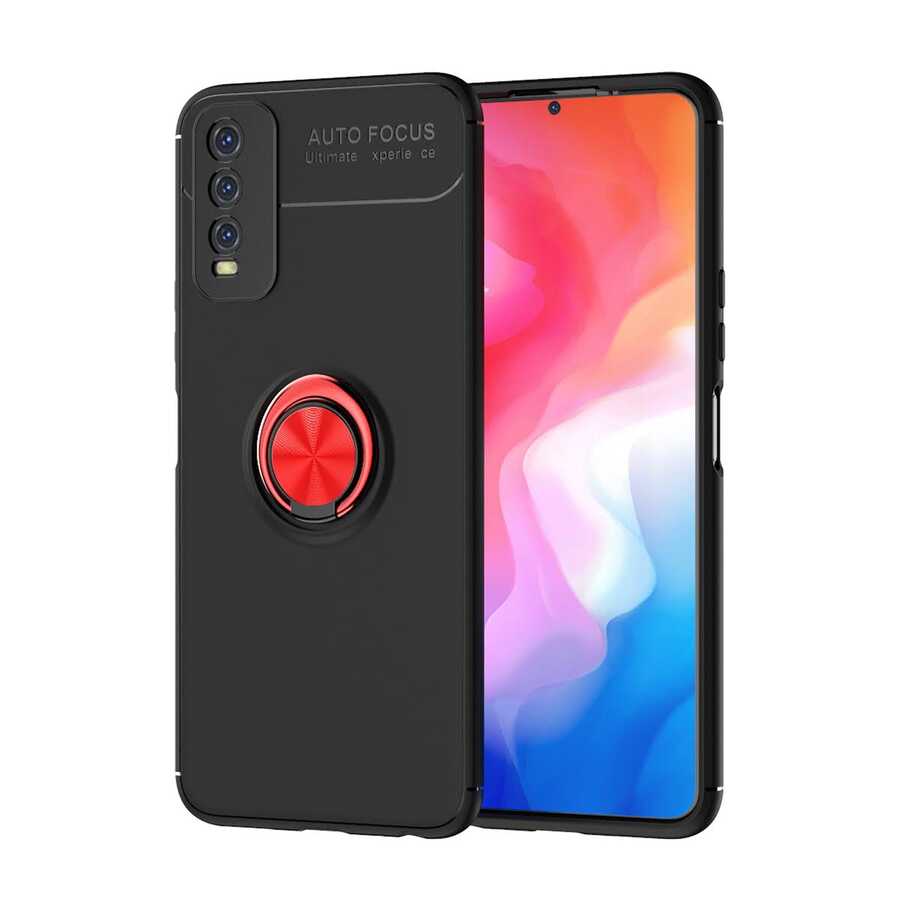 Vivo Y11S Kılıf NXXA Ravel Silikon Kapak-Siyah-Kırmızı