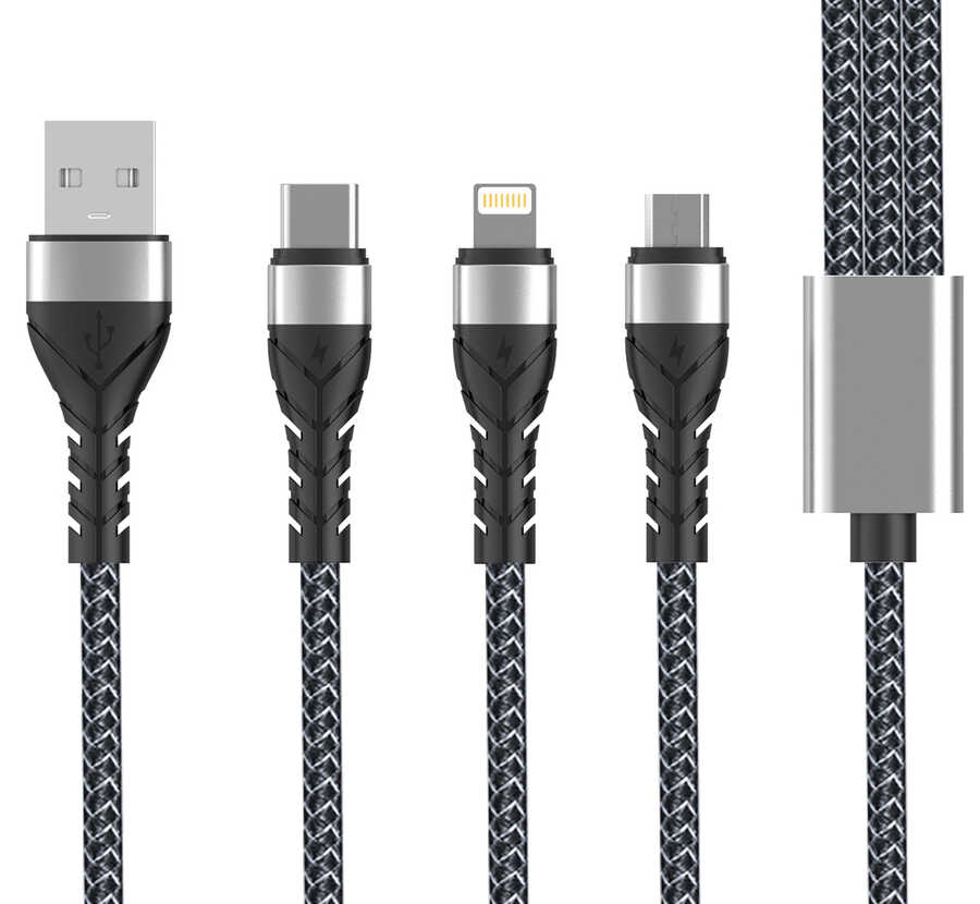 Siyah Bax 3 in 1 Usb Kablo 1.2M