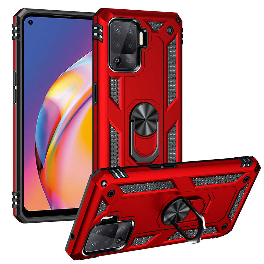 Oppo Reno 5 Lite Kılıf NXXA Vega Kapak-Kırmızı
