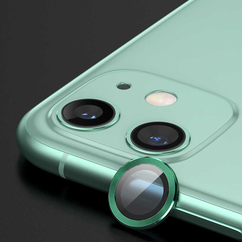 iPhone 12 Uyumlu NXXA CL-02 Kamera Lens Koruyucu-Yeşil