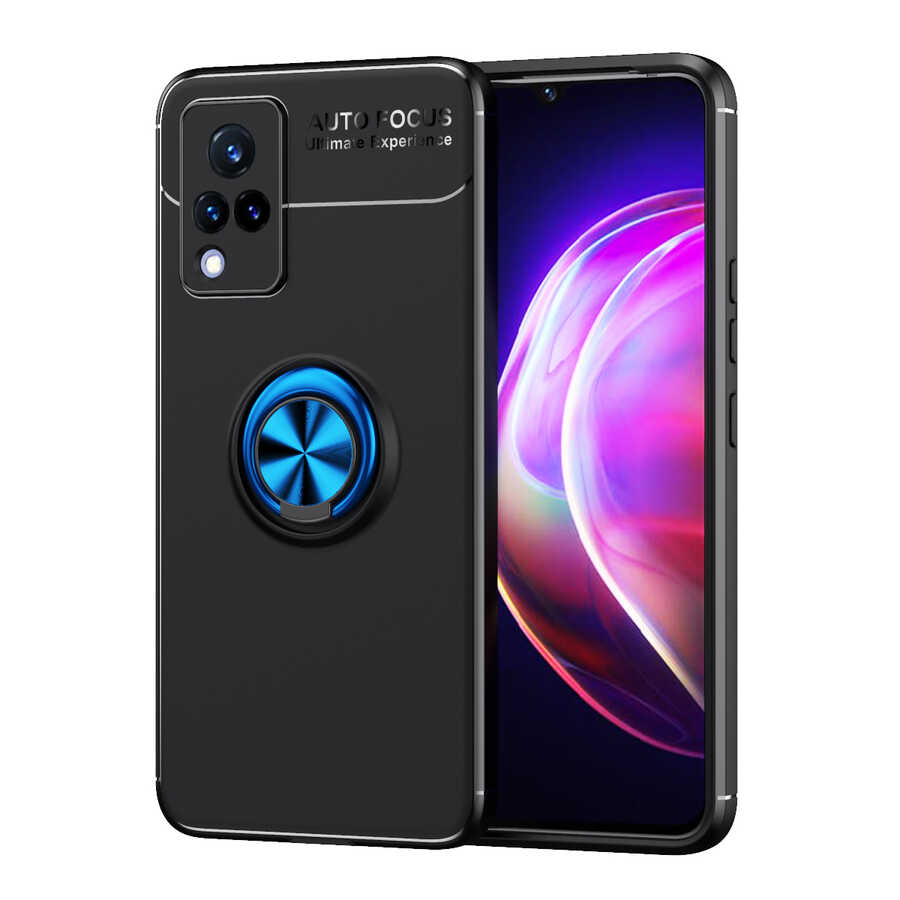 Vivo V21 Kılıf NXXA Ravel Silikon Kapak-Siyah-Mavi