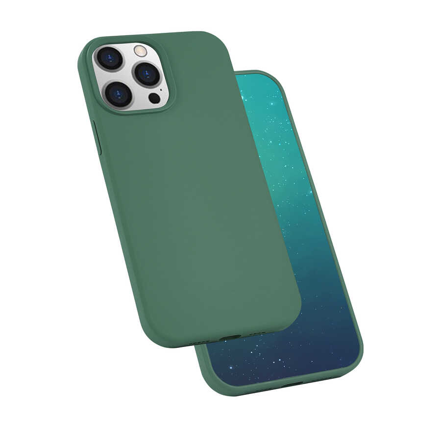 iPhone 13 Pro Kılıf NXXA Silk Silikon-Koyu Yeşil