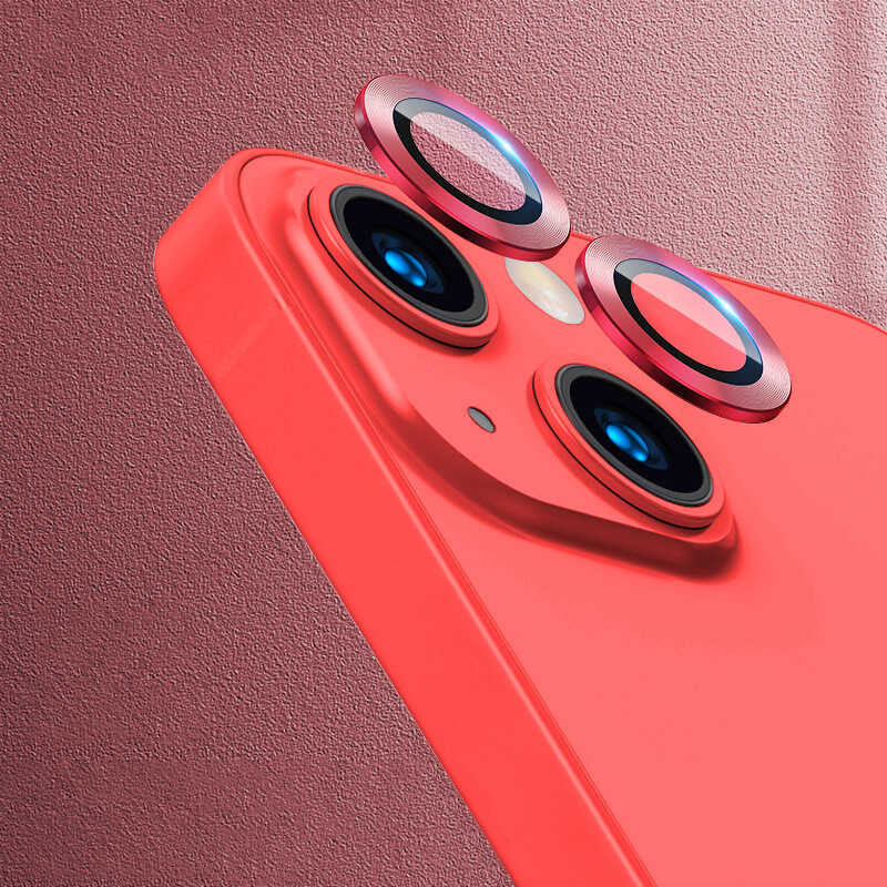 iPhone 13 Uyumlu NXXA CL-02 Kamera Lens Koruyucu-Kırmızı