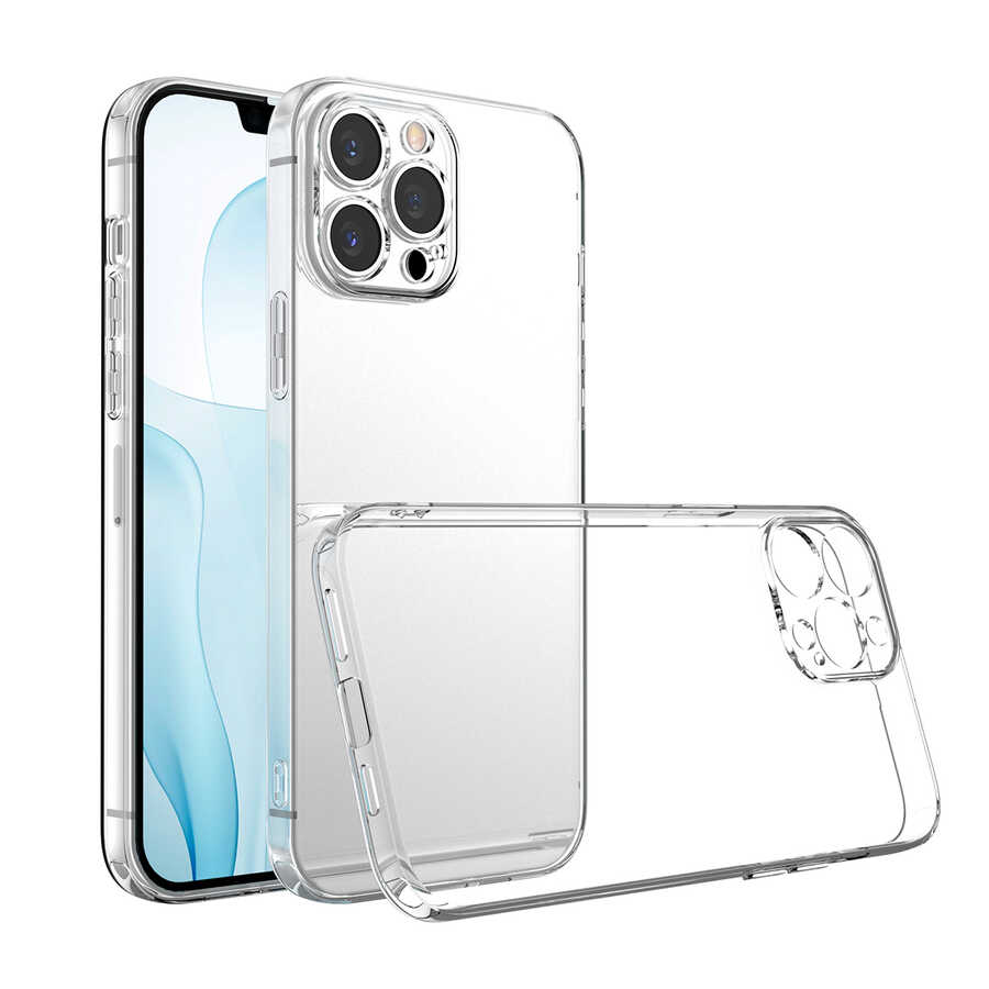 iPhone 13 Pro Max Uyumlu NXXA Kamera Korumalı Süper Silikon Kapak-Renksiz