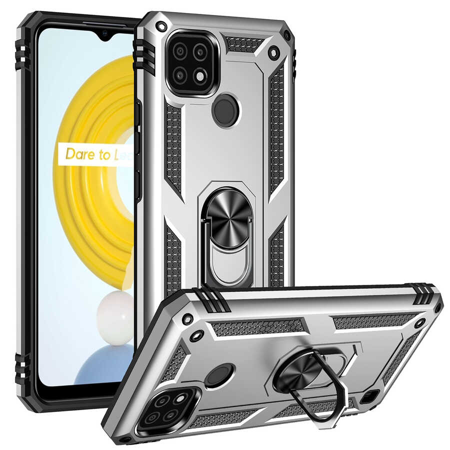 Realme C21 Kılıf NXXA Vega Kapak-Gri