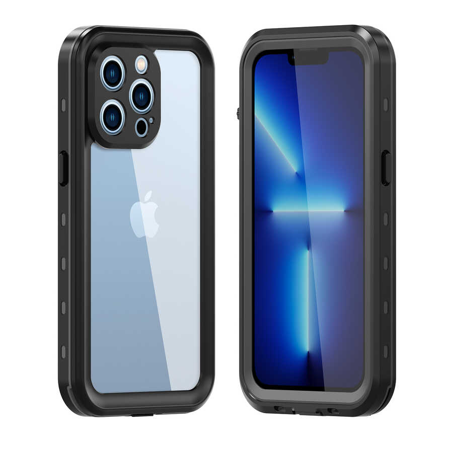 iPhone 13 Pro Kılıf 1-1 Su Geçirmez Kılıf-Siyah