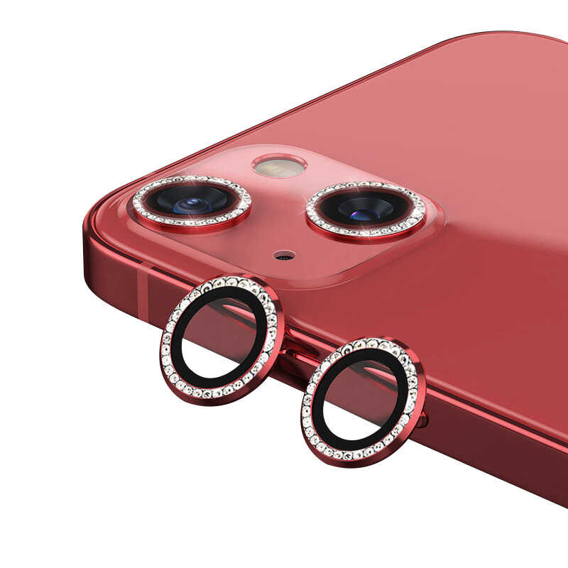 iPhone 13 Uyumlu NXXA CL-06 Kamera Lens Koruyucu-Kırmızı