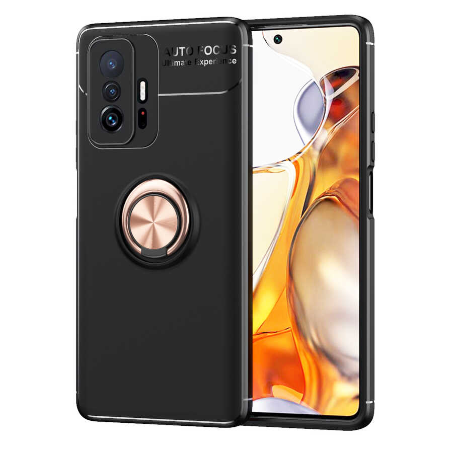 Xiaomi Mi 11T 5G Kılıf NXXA Ravel Silikon Kapak-Siyah-Rose Gold