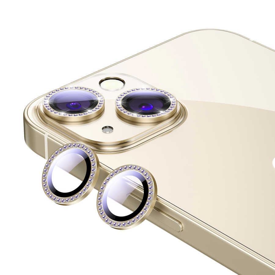 iPhone 13 Mini Uyumlu NXXA CL-06 Kamera Lens Koruyucu-Gold