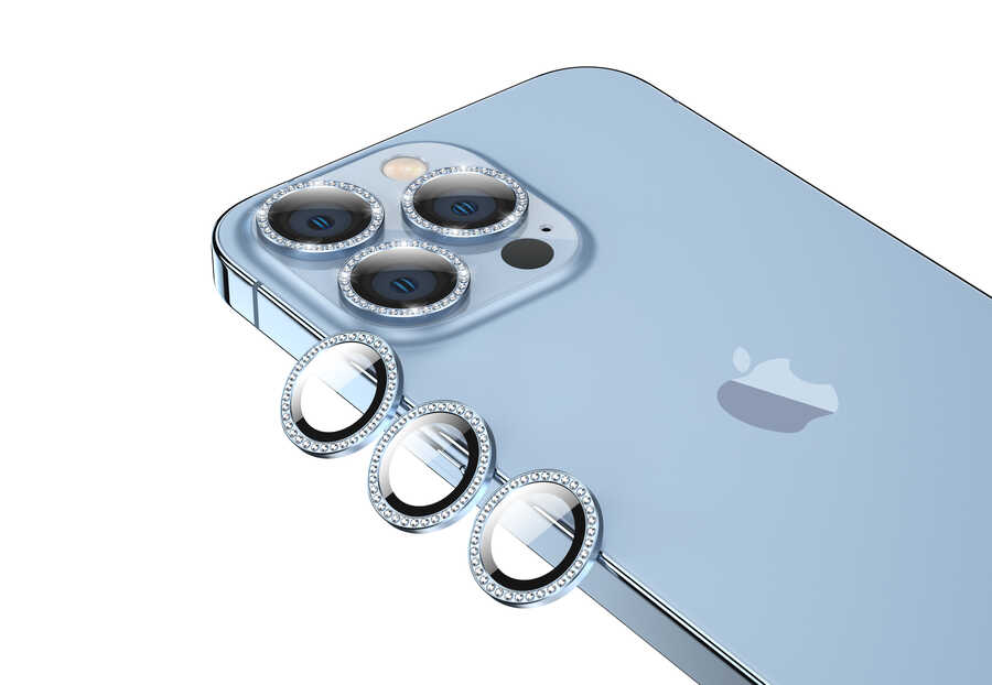 iPhone 13 Pro Max Uyumlu NXXA CL-06 Kamera Lens Koruyucu-Mavi