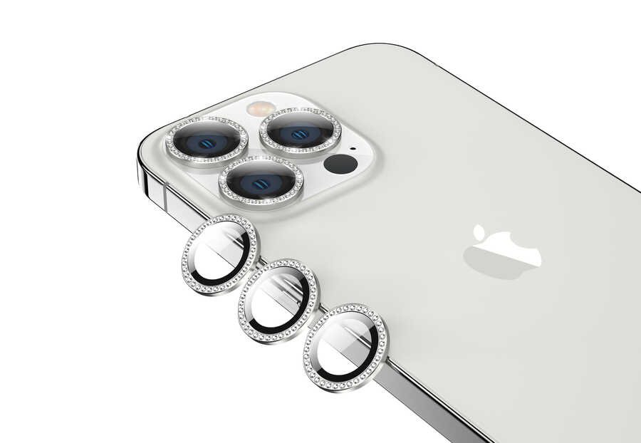 iPhone 13 Pro Max Uyumlu NXXA CL-06 Kamera Lens Koruyucu-Gümüş