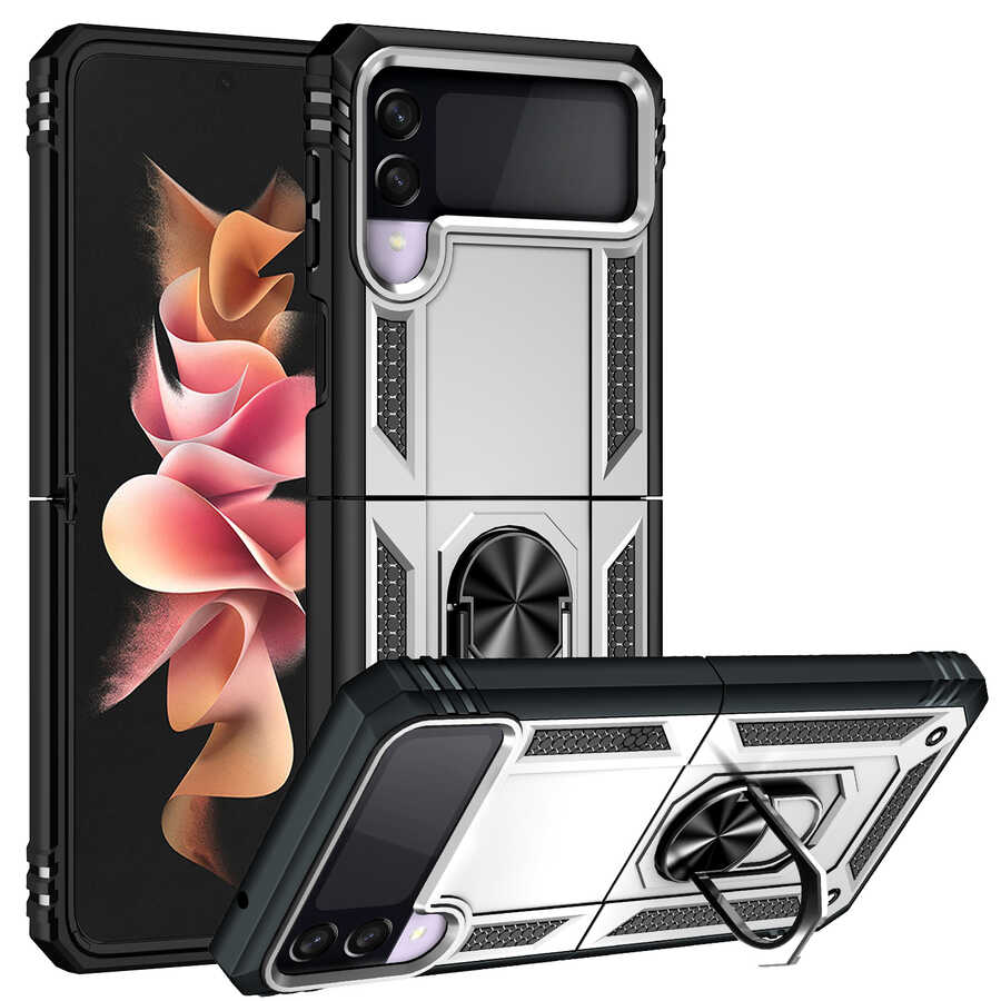 Galaxy Z Flip 3 Kılıf NXXA Vega Kapak-Gri