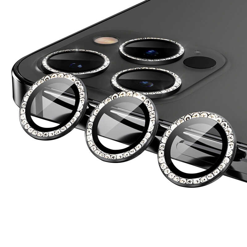 iPhone 13 Pro Max Uyumlu NXXA CL-06 Kamera Lens Koruyucu-Siyah