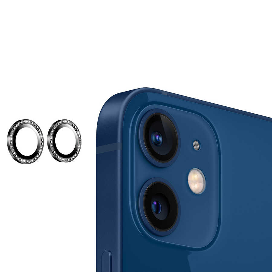 iPhone 12 Mini Uyumlu NXXA CL-06 Kamera Lens Koruyucu-Siyah