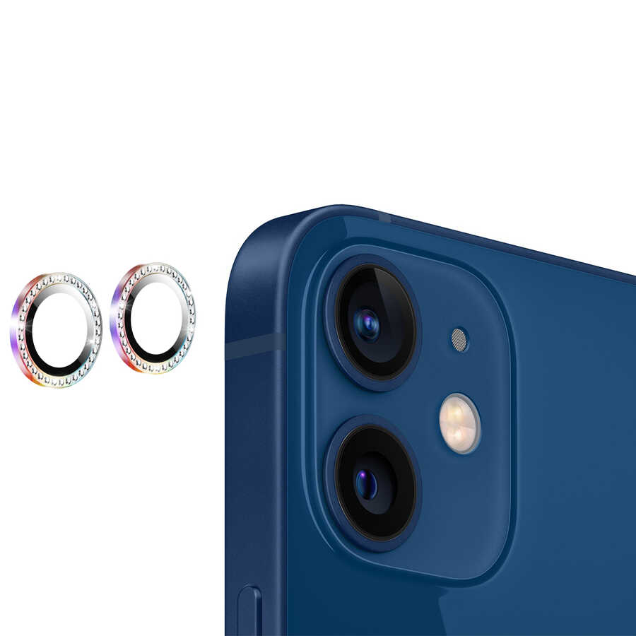 iPhone 12 Mini Uyumlu NXXA CL-06 Kamera Lens Koruyucu-Colorful