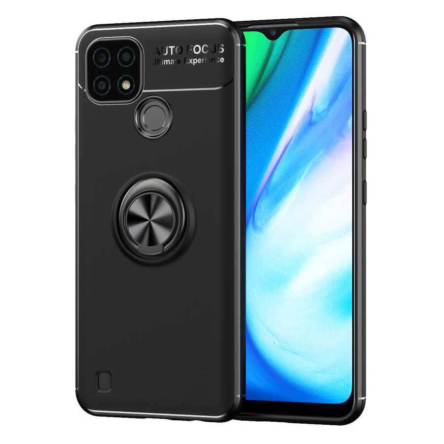Realme C21 Kılıf NXXA Ravel Silikon Kapak-Siyah