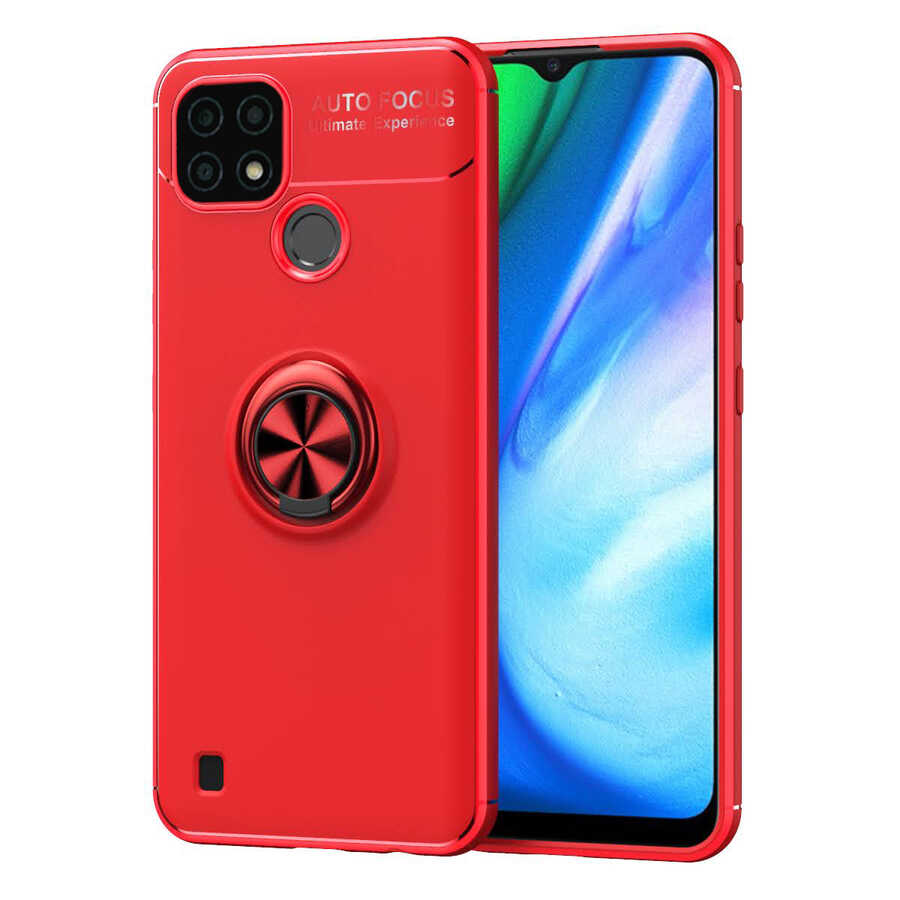 Realme C21 Kılıf NXXA Ravel Silikon Kapak-Kırmızı