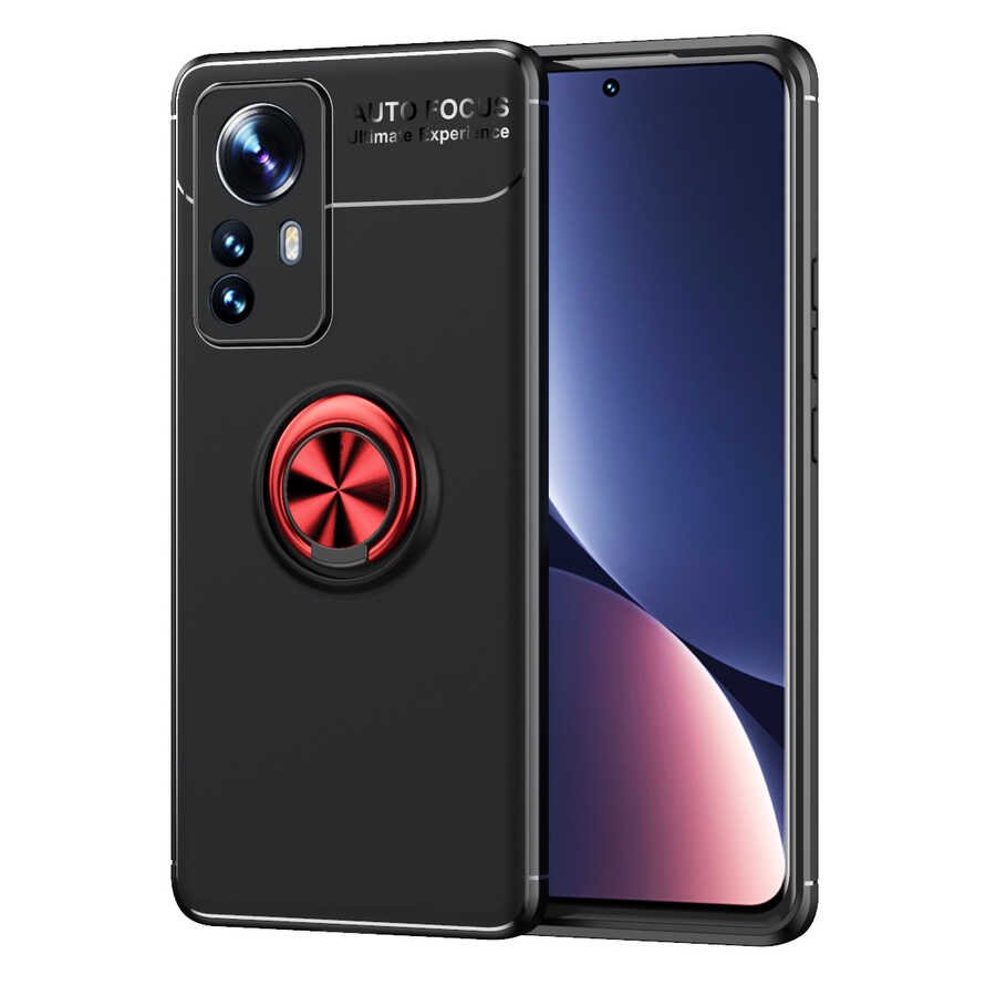 Xiaomi Mi 12 Pro Kılıf NXXA Ravel Silikon Kapak-Siyah-Kırmızı