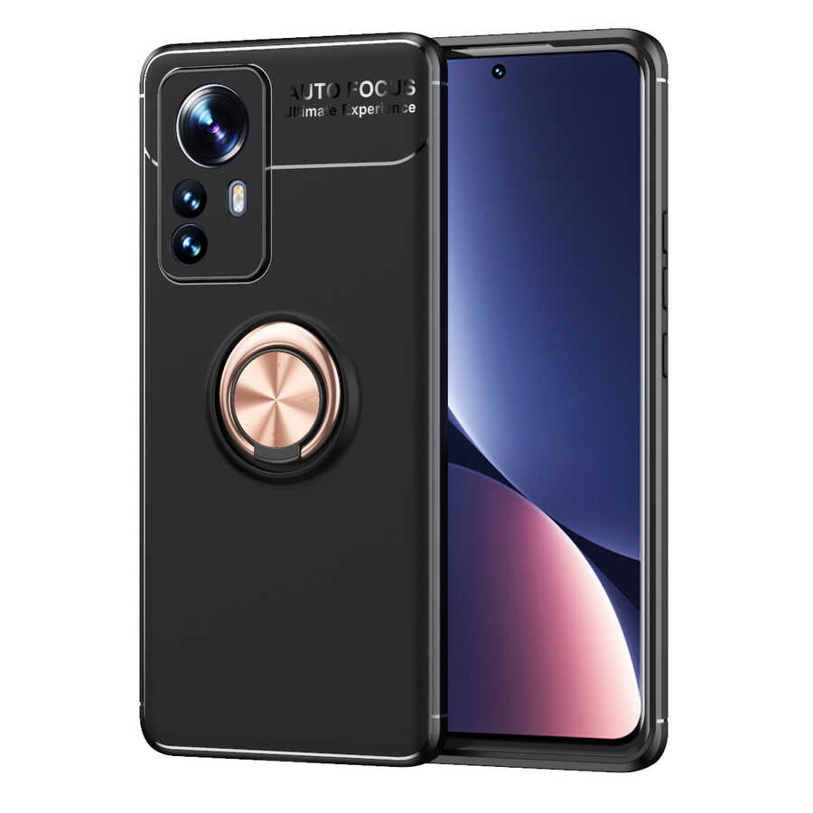 Xiaomi Mi 12 Pro Kılıf NXXA Ravel Silikon Kapak-Siyah-Rose Gold