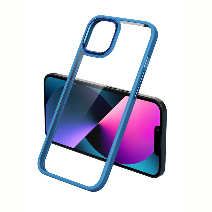 iPhone 12 Uyumlu NXXA Krom Kapak-Mavi