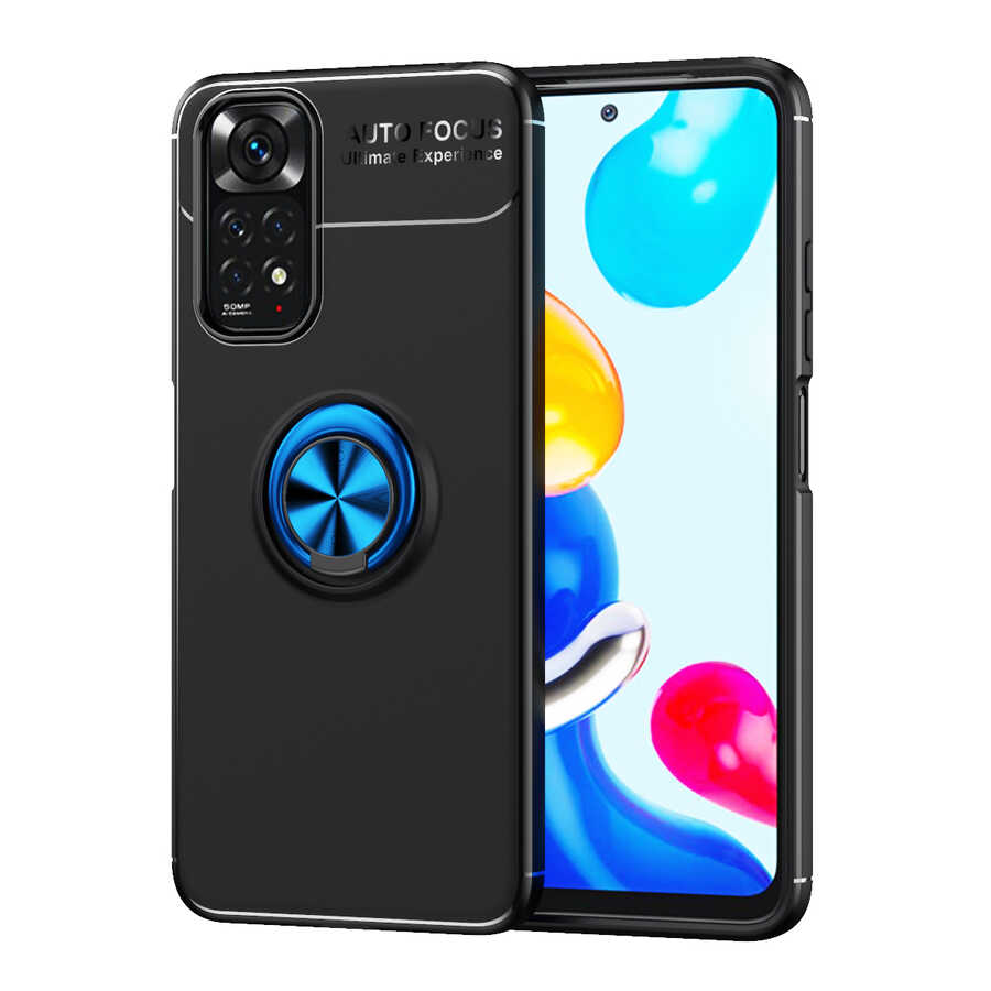 Xiaomi Redmi Note 11 Global Kılıf NXXA Ravel Silikon Kapak-Siyah-Mavi