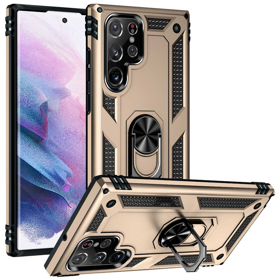 Galaxy S22 Ultra Kılıf NXXA Vega Kapak-Gold