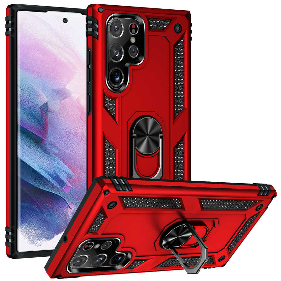 Galaxy S22 Ultra Kılıf NXXA Vega Kapak-Kırmızı