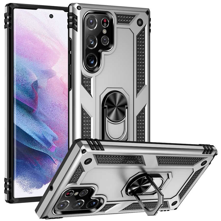 Galaxy S22 Ultra Kılıf NXXA Vega Kapak-Gri