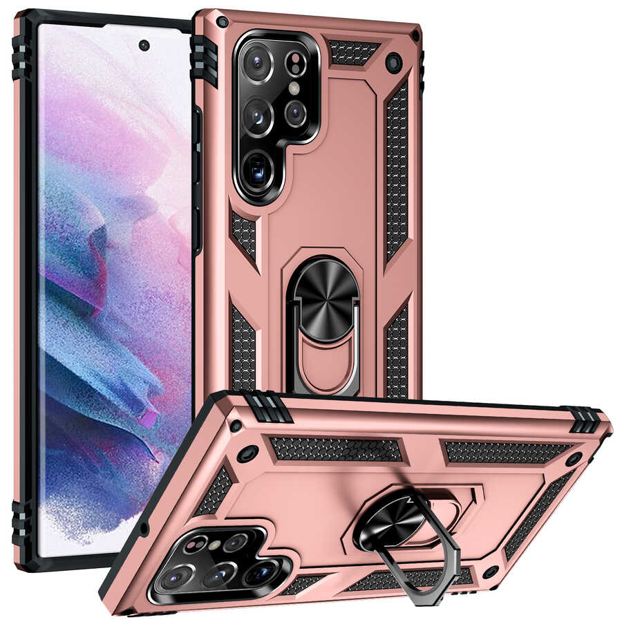 Galaxy S22 Ultra Kılıf NXXA Vega Kapak-Rose Gold