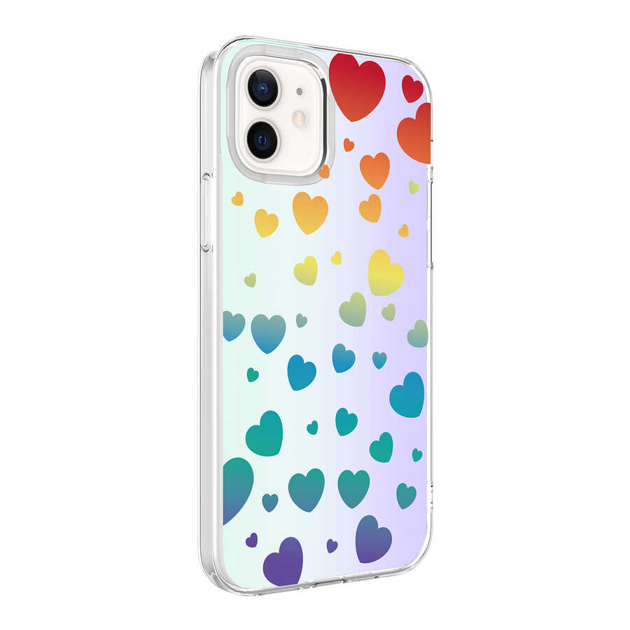 iPhone 12 Uyumlu NXXA M-Blue Desenli Kapak-Heart No3