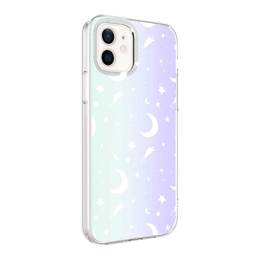 iPhone 12 Uyumlu NXXA M-Blue Desenli Kapak-Moon No4