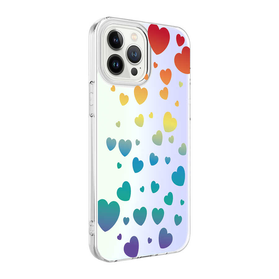 iPhone 13 Pro Max Kılıf NXXA M-Blue Desenli Kapak-Heart No3