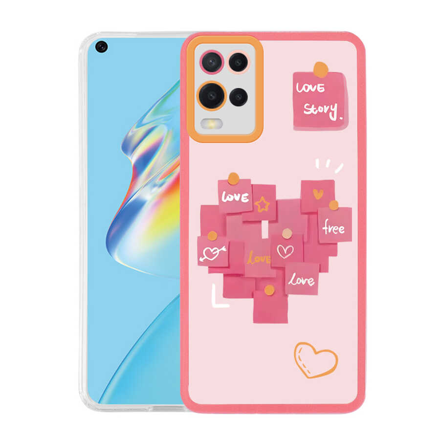 Oppo A54 4G Kılıf NXXA M-Fit Desenli Kapak-Love Story No2