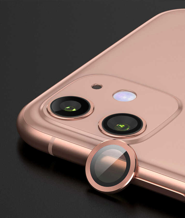 iPhone 12 Uyumlu NXXA CL-07 Kamera Lens Koruyucu-Rose Gold