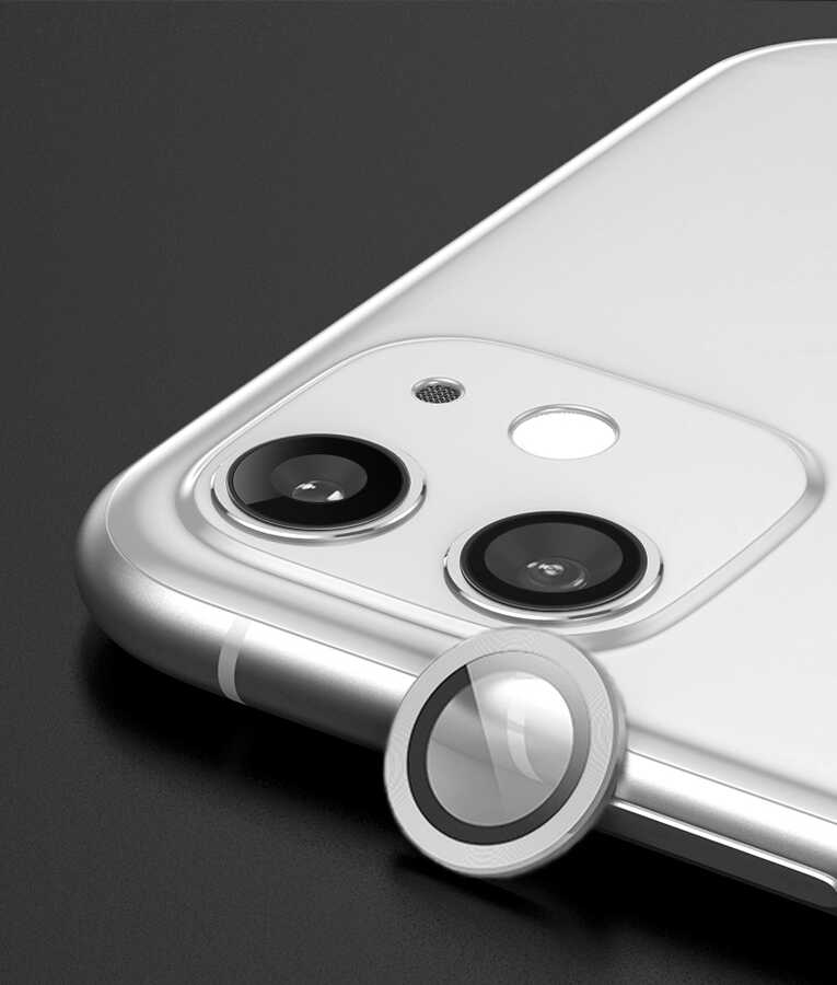 iPhone 11 Uyumlu NXXA CL-07 Kamera Lens Koruyucu-Gümüş