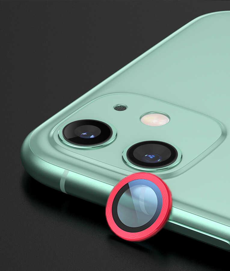 iPhone 11 Uyumlu NXXA CL-07 Kamera Lens Koruyucu-Kırmızı