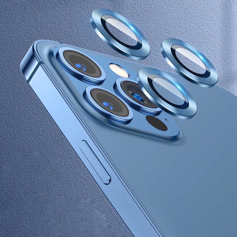 iPhone 13 Pro Max Uyumlu NXXA CL-07 Kamera Lens Koruyucu-Mavi