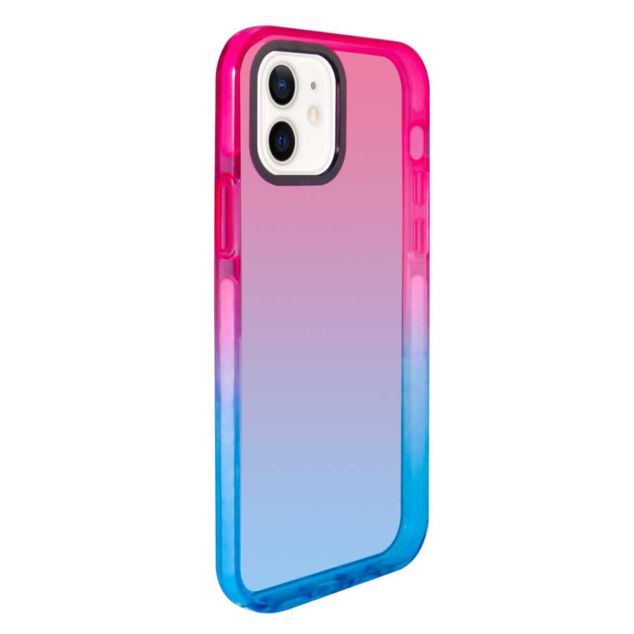 iPhone 12 Kılıf NXXA Renkli Punto Kapak-Pembe-Mavi