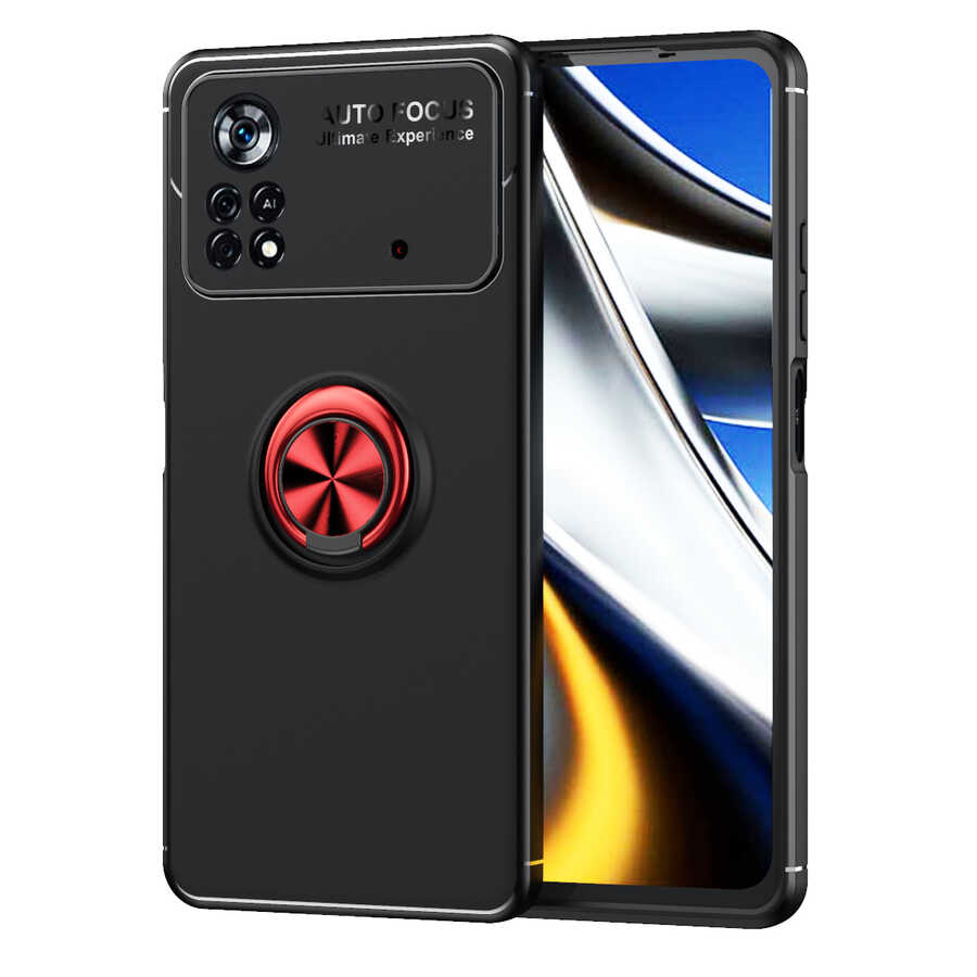 Xiaomi Poco M4 Pro 4G Kılıf NXXA Ravel Silikon Kapak-Siyah-Kırmızı
