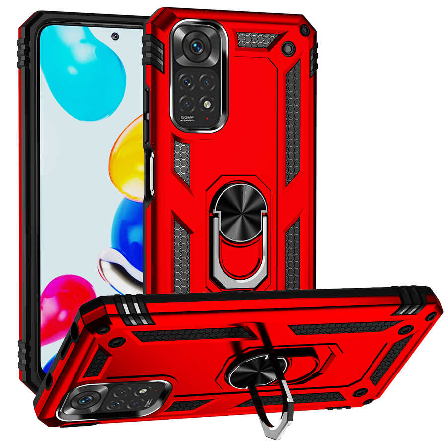 Xiaomi Redmi Note 11S Global Kılıf NXXA Vega Kapak-Kırmızı