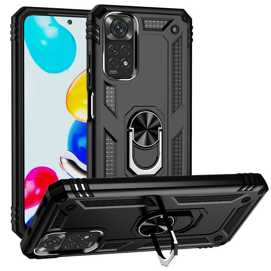 Xiaomi Redmi Note 11S Global Kılıf NXXA Vega Kapak-Siyah