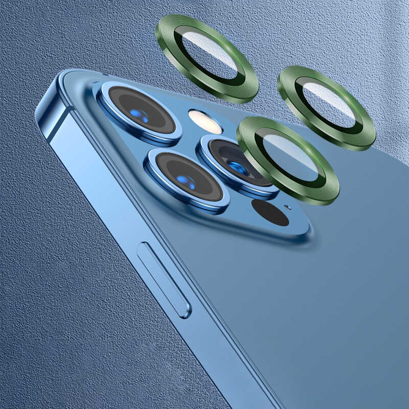 iPhone 12 Pro Uyumlu NXXA CL-07 Kamera Lens Koruyucu-Koyu Yeşil
