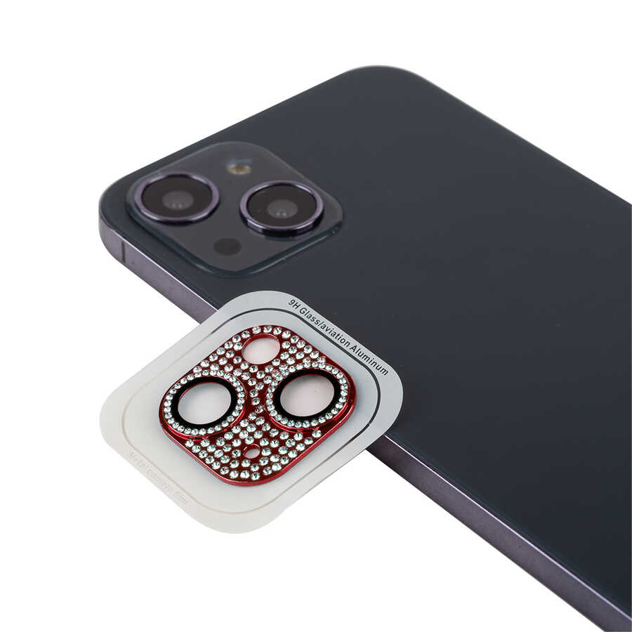 iPhone 13 Mini Uyumlu NXXA CL-08 Kamera Lens Koruyucu-Kırmızı