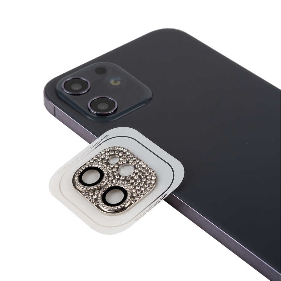 iPhone 12 Mini Uyumlu NXXA CL-08 Kamera Lens Koruyucu-Gümüş