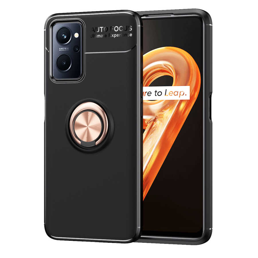Oppo A96 4G Kılıf NXXA Ravel Silikon Kapak-Siyah-Rose Gold